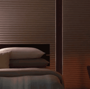 Wooden window shades for modern interior design.