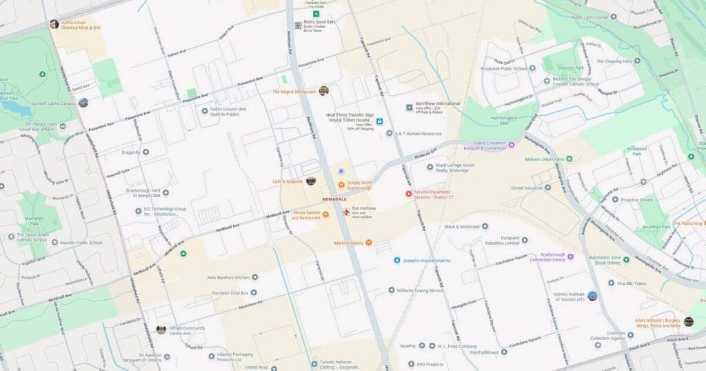 Detailed city map showing streets, parks, and public transportation routes for easy navigation.