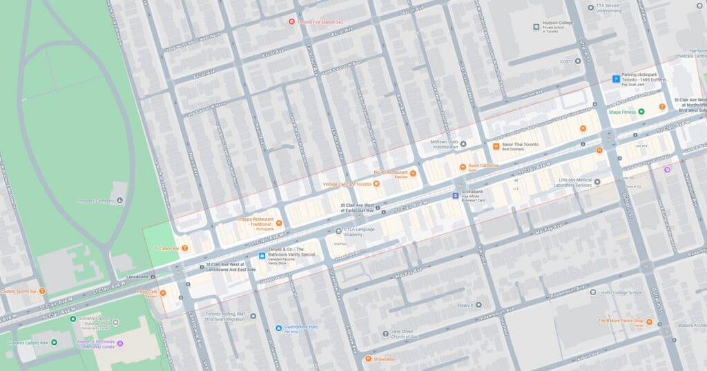 Detailed city map showing streets, parks, and public transit routes with stations and stops.