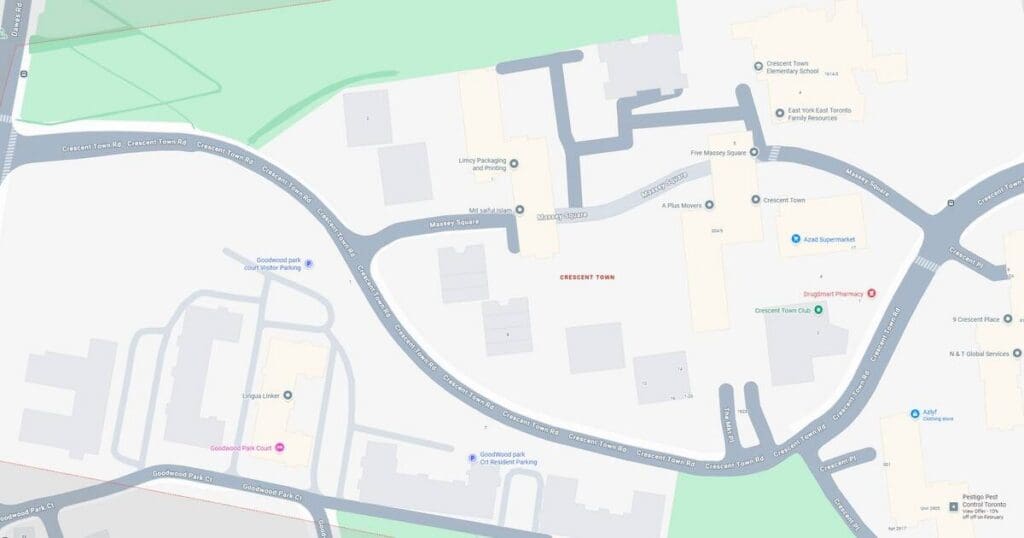 Detailed campus map showing building locations, pathways, and landmarks for navigation and orientation.