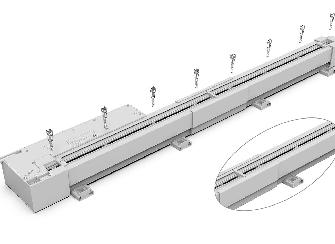 Modern linear LED track lighting system with adjustable fixtures for versatile illumination in residential or commercial spaces.
